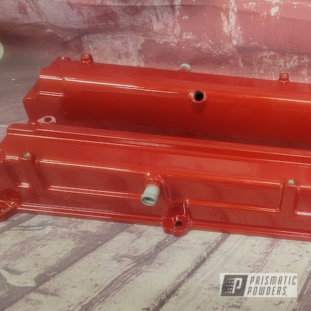 Powder Coating: Powder Coated Valve Covers,Clear Vision PPS-2974,Illusion Red PMS-4515,Illusions,Valve Cover,Automotive Parts