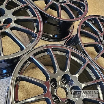 Powder Coated Clear Vision And Ink Black Aluminum Wheels