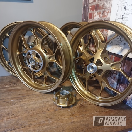 Powder Coating: Wheels,Yamaha,Motorcycle Wheels,Spanish Gold EMS-0940