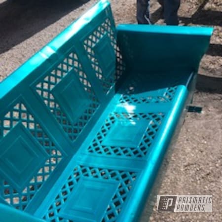 Powder Coating: Bench,HD TEAL UPB-1848,Outdoor Furniture,Alien Silver PMS-2569