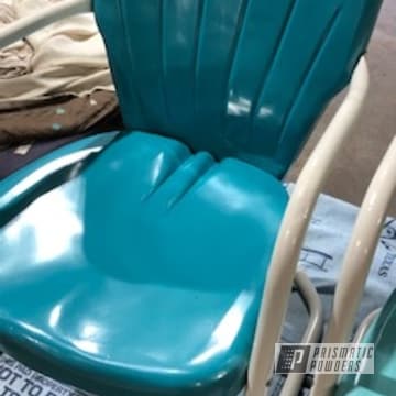 Powder Coated Pearled Turquoise And Pearl Turquoise Patio Chair