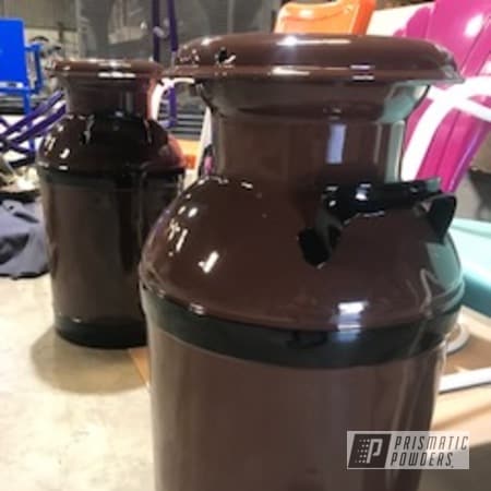 Powder Coating: Candy Brown PSS-4915,milk jug,GLOSS BLACK USS-2603