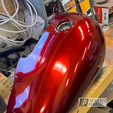 Powder Coated Lollypop Red Motorcycle Tank