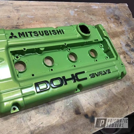 Powder Coating: Ink Black PSS-0106,Valve Covers,Mitsubishi,Clear Vision PPS-2974,Lime Juice Green PMB-2304