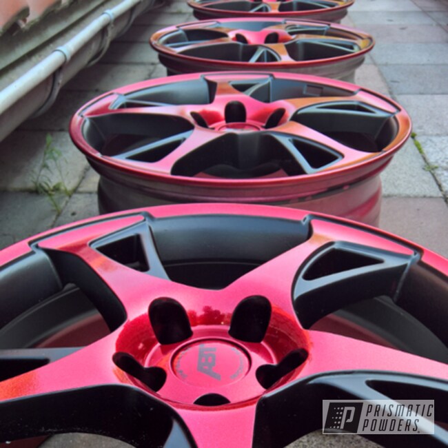 Two Tone Rims Powder Coated In A Black And Red Finish