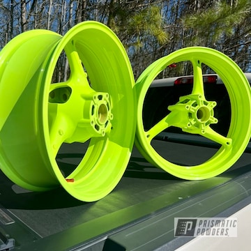 Neon Yellow And Just White Racing Wheels 