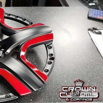 Powder Coated Bently Wheel In Black Jack And Lollypop Red