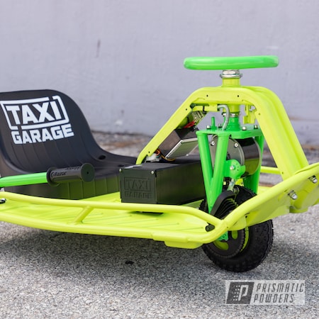 Powder Coating: Chartreuse Sherbert PSS-7068,Taxi Garage Crazy Cart,Taxi Garage,Drift Kart,Crazy Cart,Electric Green PSS-10672,Drift