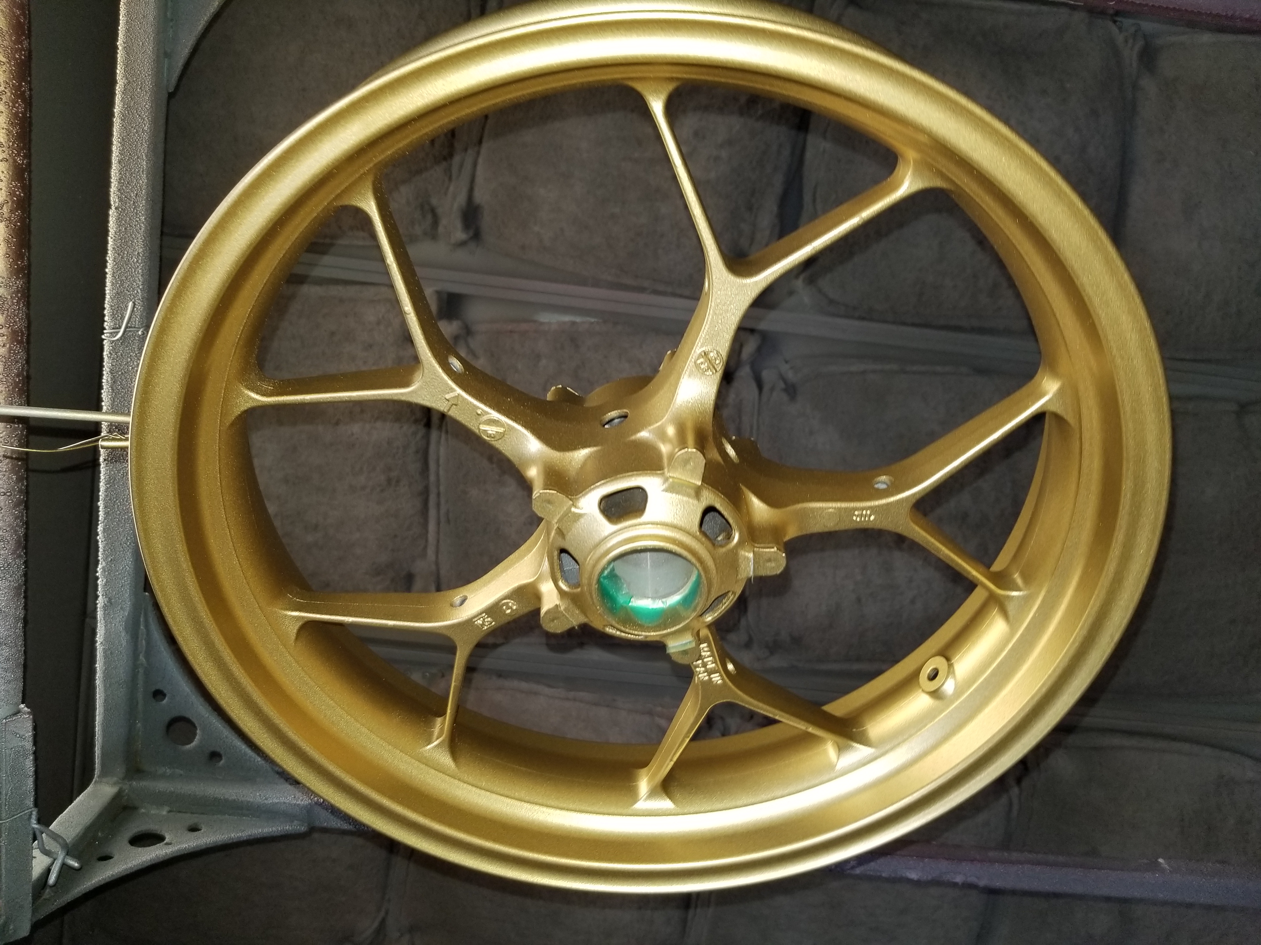 Honda CBR Motorcycle Rims Powder Coated in Spanish Gold | Prismatic Powders