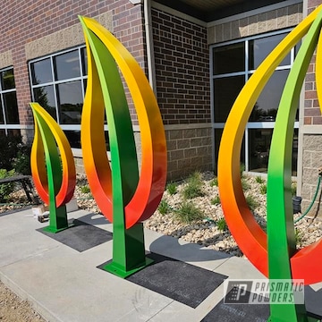 Powder Coated Ral 1021, Ral 3000, Ral 1007, Ral 6018, Tractor Green And Sublime Metal Sculpture