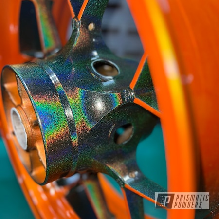 Powder Coating: Clear Vision PPS-2974,Motorcycle Rims,Motorcycle Parts,Honda Motorcycle,Honda CBR Wheels,Motorcycle Wheels,Motorcycles,Illusion Orange PMS-4620,CBR1000RR,Prismatic Universe PMB-10367