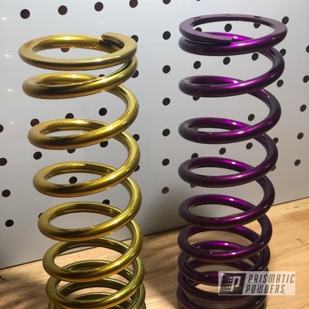 Powder Coating: Motorcycle shock spring,Clear Vision PPS-2974,Motorcycle Parts,Candy Gold PPB-2331,Illusion Violet PSS-4514,Motorcycle Spring