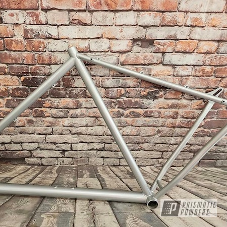Powder Coating: BMW Silver PMB-6525,Bicycles,Clear Vision PPS-2974,Custom Bicycle Frame,Bicycle Frame