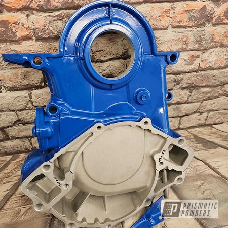Powder Coating: Brazilian Blue PMB-0770,Timing Cover,Powder Coated Engine Parts,Engine Parts,Ford Timing Chain Cover