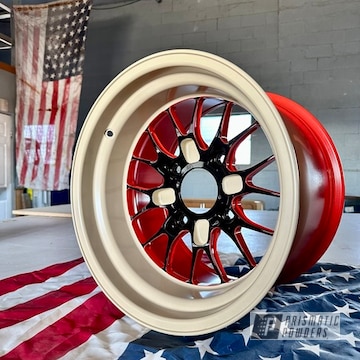 Powder Coated Clear Vision, Matte Can-am Tan '21, Bright Red And Gloss Black Can-am Utv Wheels