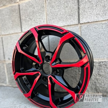 Powder Coated Red Wheel And Gloss Black Custom Wheels