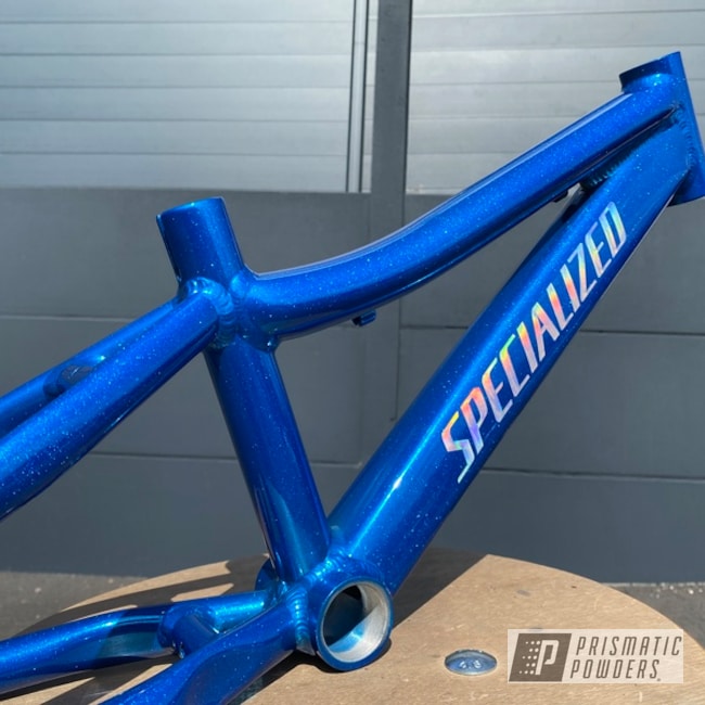 Powder Coated Clear Vision And Smurf Stew Bicycle Frame