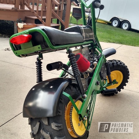 Powder Coating: Mini Bike,Tractor Green PSS-4517,RAL 1018 Zinc Yellow,Motorcycles,Dirt Bike,Trail Bike