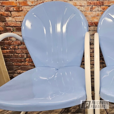 Powder Coating: Vintage Chairs,Patio Chairs,Vintage Lawn Chairs,Troll Blue PSS-2657,Pearlized White II PMB-4244,Lawn Chairs,Outdoor Patio Furniture