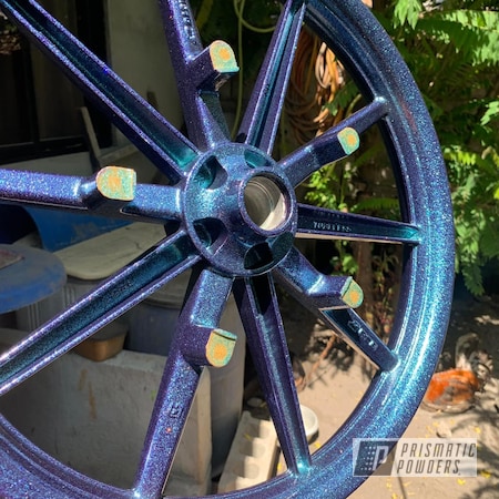 Powder Coating: EXTREME PURPLE UMB-2599,Clear Vision PPS-2974,Disco Teal PPB-7037,spokes,Wheels,project reset powder coating