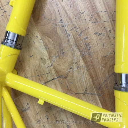 Powder Coating: RAL 1018 Zinc Yellow,RANS Bikes,Bicycles,Custom Bicycle Frame,Baby Rockstar Sparkle PPB-6627