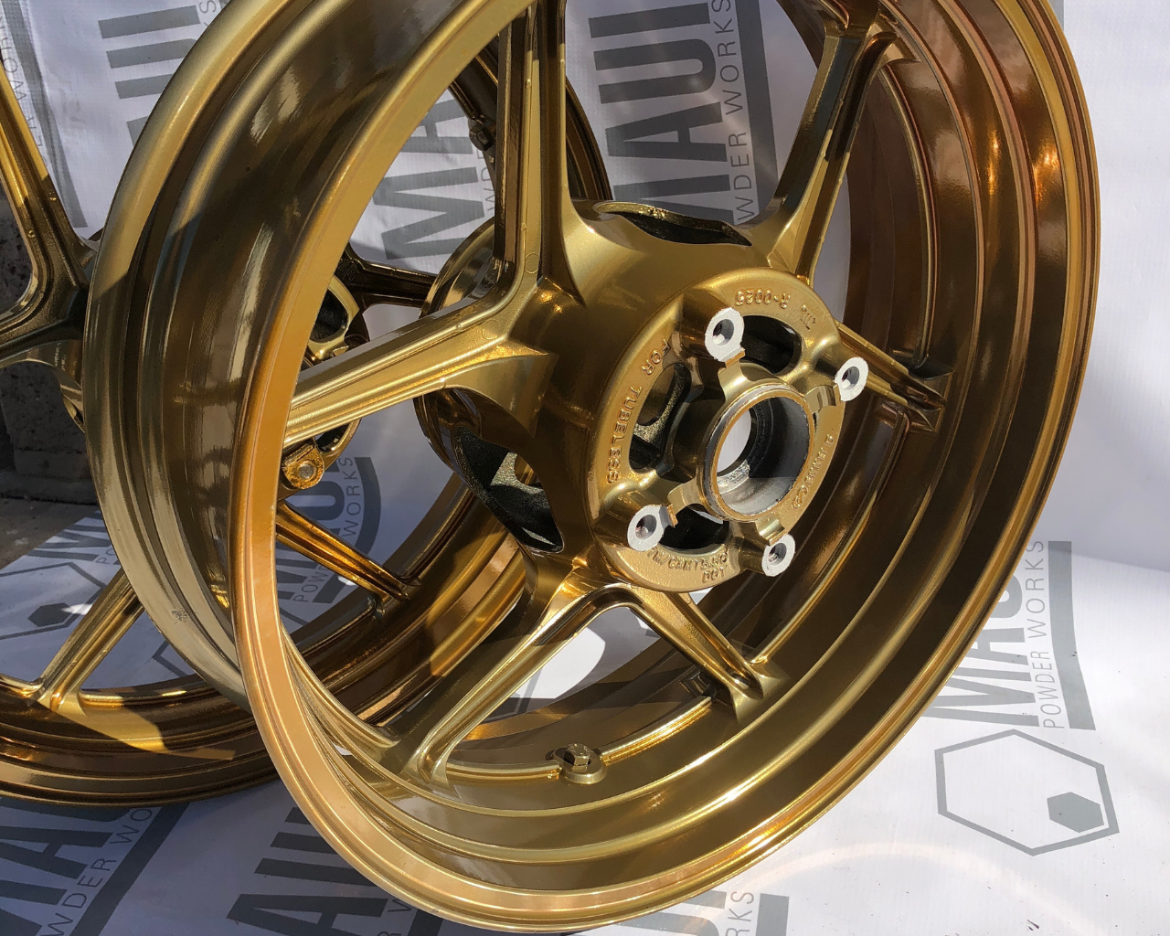 Gold Kawasaki Motorcycle Wheels | Gallery Project | Prismatic Powders