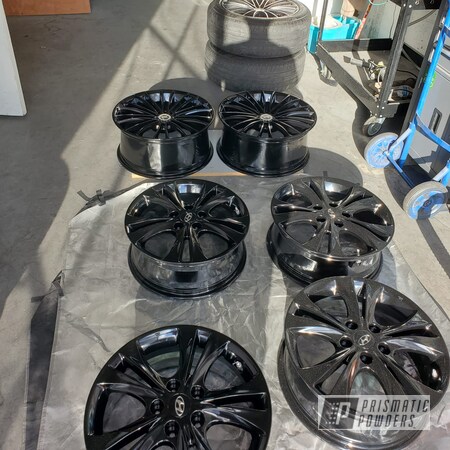 Powder Coating: Red Wheel PSS-2694,Automotive,clean,Polished,Rims,GLOSS BLACK USS-2603,Laser