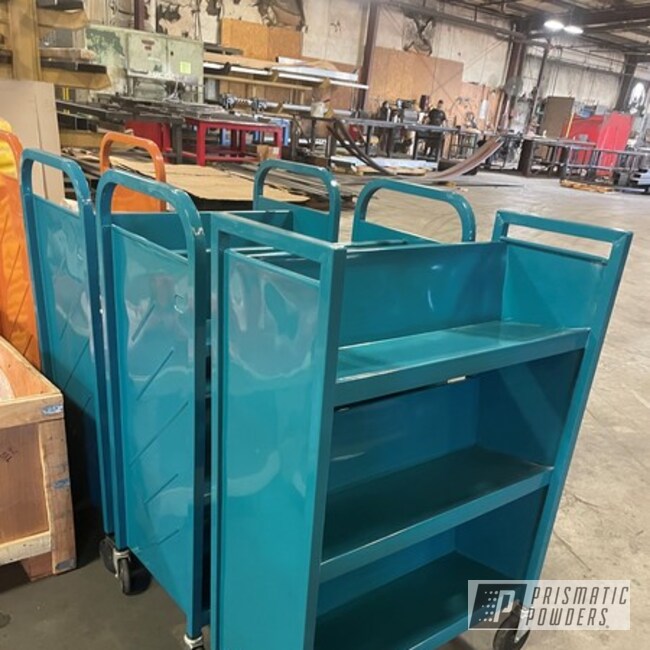 Powder Coated Dark Turquoise Custom Rolling Carts