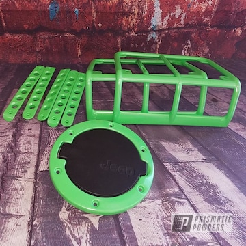 Trim Pieces For A Jeep In A Limelite Powder Coat