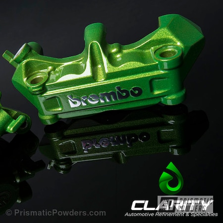 Powder Coating: Motorcycles,Illusion Lime Time PMB-6918,Clear Vision PPS-2974,Custom Motorcycle Parts,Brembo Brake Calipers,BMW S1000RR Brakes