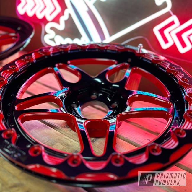 Powder Coated Passion Red And Ink Black Corvette Rims