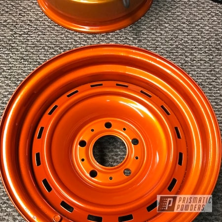 Powder Coating: Chevrolet,Clear Vision PPS-2974,15inch,Automotive,Illusion Orange PMS-4620,Steel Rims