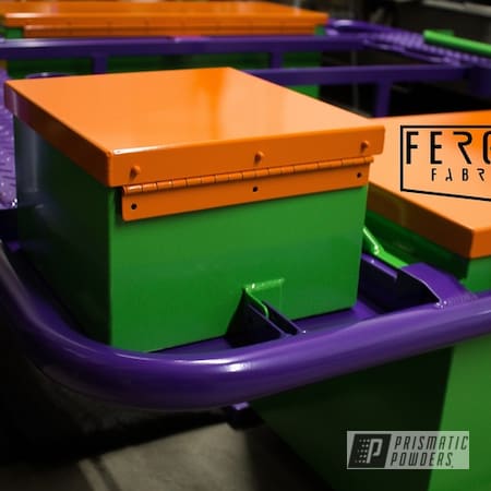 Powder Coating: Custom,Dixie Purple PMB-1677,2 Color Application,Green,Purple,powder coated,Orange