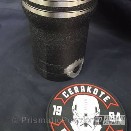Powder Coating: Custom Tumbler Cups,Custom Coated Thermo Cup,Splatter Black PWS-4344,Custom Tumbler Cup,Miscellaneous,Single Powder Application,Custom Cup,Added Cerakote