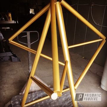 Powder Coated Sculpture In Gold Bar Gold