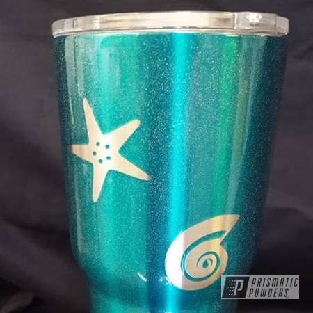 Powder Coating: AQUA CLEAR UPS-1680,Custom Coated Thermo Cup,Added Prism Hydrographic Metallic,Miscellaneous,Single Powder Application