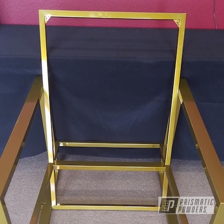 Powder Coating: Custom Furniture,Transparent,Two Stage Application,chair,SUPER CHROME USS-4482,Buttered Brass PPS-1547