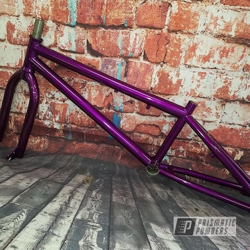 Powder Coated Bicycle Frame In Purple