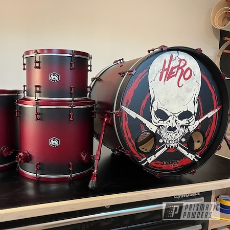 Powder Coating: Drum Kit,MATTE CLEAR PPB-4509,FRACTURED ILLUSION CHERRY PVB-10293,Drum Parts,drums