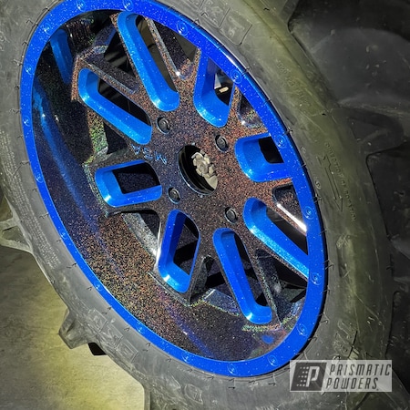 Powder Coating: Polaris SXS Wheels,Rainbow's End PMB-2691,SXS Restoration,Clear Vision PPS-2974,Automotive,Wheels,SXS Wheels,SMURF STEW PPB-10827