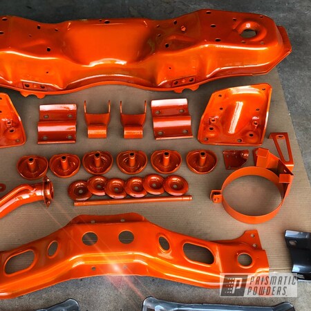 Powder Coating: C-10 Chassis Parts,Clear Vision PPS-2974,Automotive,Illusion Tangerine Twist PMS-6964
