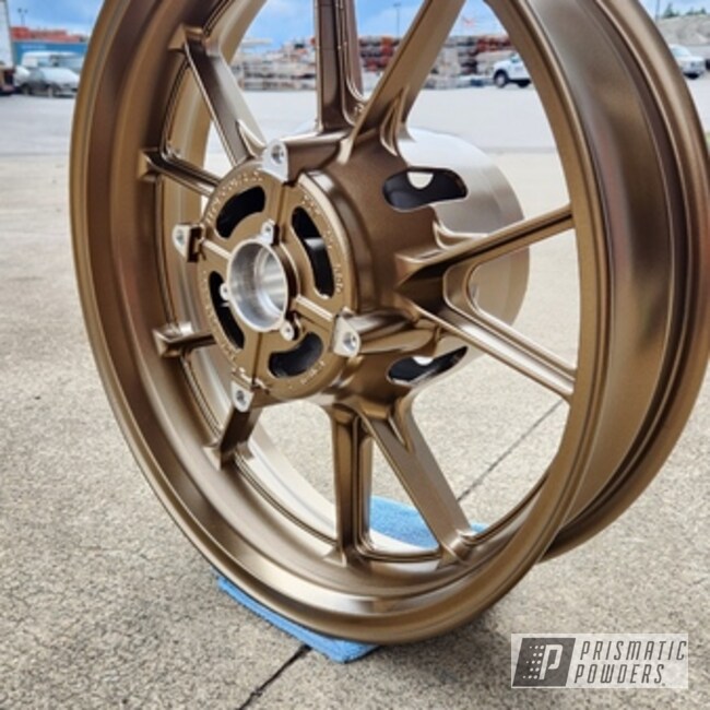 Motorcycle Wheels Powder Coated In Highland Bronze