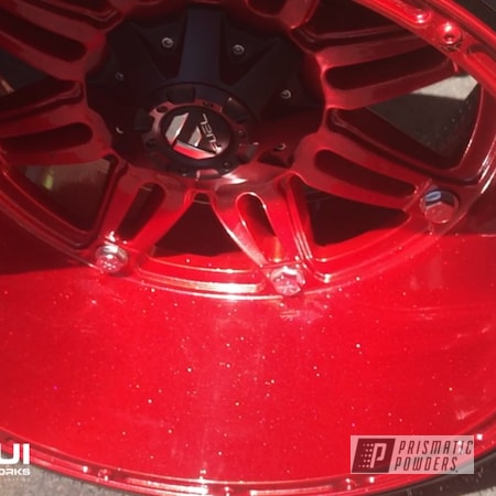 Powder Coating: Monster Truck,Toyota,DIAMOND RED UPB-5019,Rims,Tacoma,Fuelforged,Automotive,TRD,Wheels,TwoCoat
