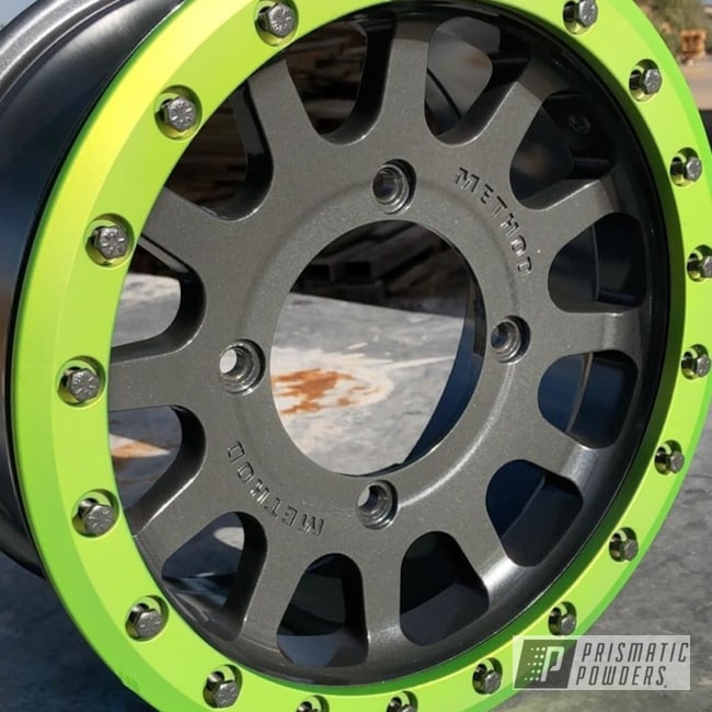 Powder Coated Green And Grey Rzr Wheels