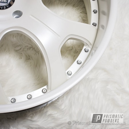 Powder Coating: Wheels,Automotive,Powder Coated Automotive Wheels,Escalade White PMB-5977,Asanti Wheel Restoration,Diamond Pearl Clear PPB-6631