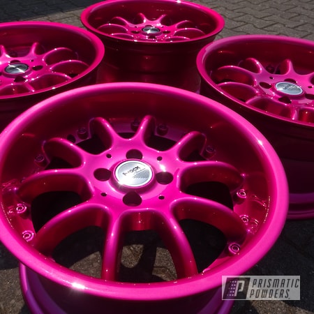 Powder Coating: Illusion Pink PMB-10046,Clear Vision PPS-2974,Powder Coat Wheels,Automotive,Wheels