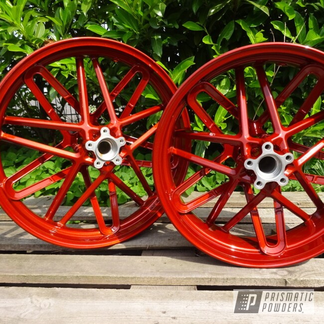 Orange Red Powder Coated Harley Davidson Rims