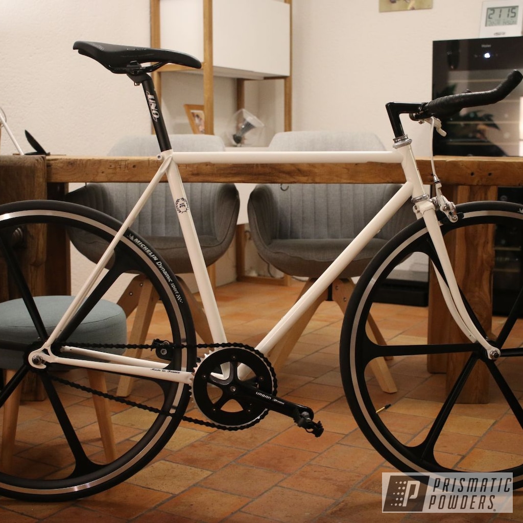 White Powder Coated Motobecane Bicycle Frame | Prismatic Powders