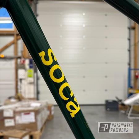 Powder Coating: Handmade Frame,Golden Frost Yellow PMB-4255,Bicycles,Clear Vision PPS-2974,Mystic Jade PMB-7082,Bike Frame