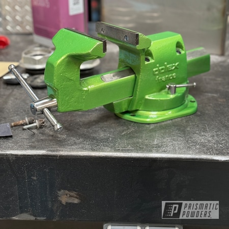 Powder Coating: Clear Vision PPS-2974,Shop Tools,FRACTURED ILLUSION GREEN PVB-10298,Bench Vise